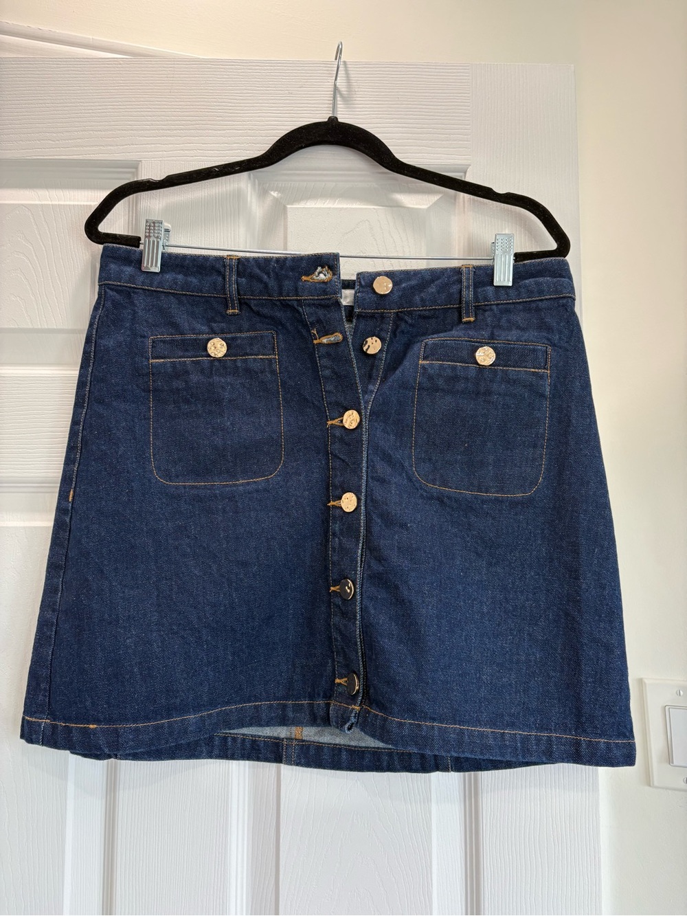 Ever New Classic Dark Blue Denim Button-Front Skirt